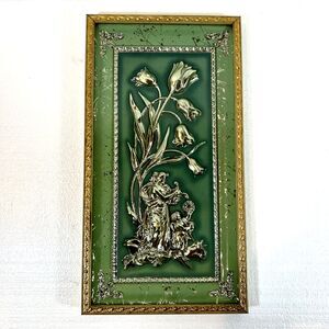 Vtg 1950's FOUR SEASONS by METALCRAFT 3D Spring Jade Green Tulips MCM Regency